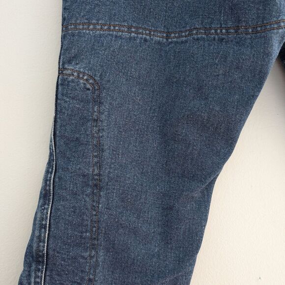 Vintage 1990s Fast Company Draggin Jeans Motorcyle Riding Denim Patchwork Size 6 - Picture 12 of 13